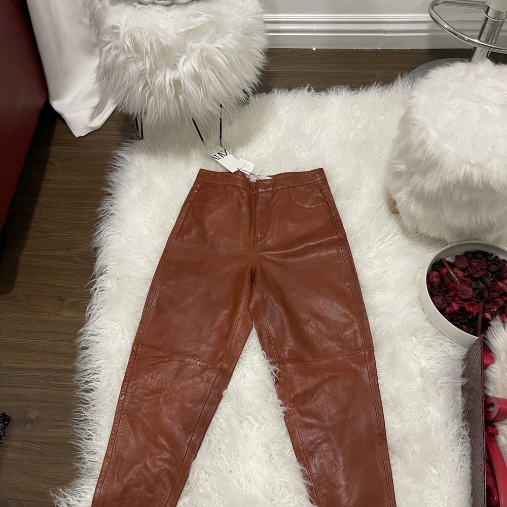 Zara 100% leather cropped pants - Picture 3 of 7